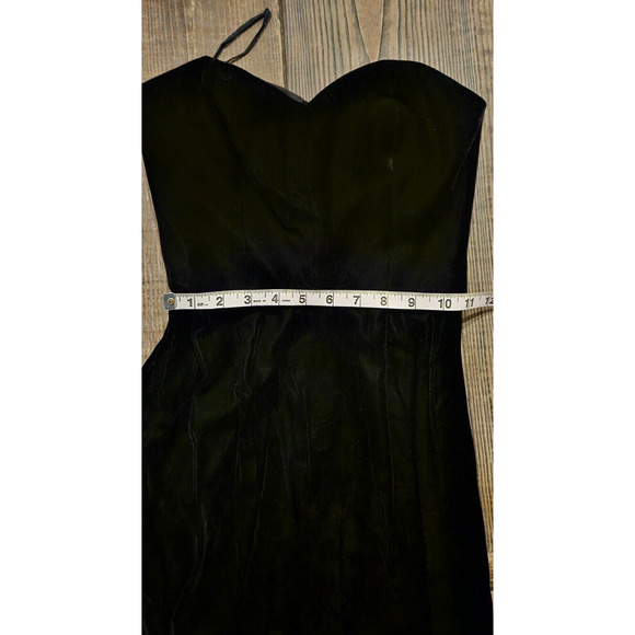 VTG 80s Victor Costa Gown Small 8 Black Velvet Strapless Sweetheart Maxi Dress - Picture 14 of 16
